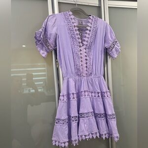 Peixoto Lilac Lace Detail Top